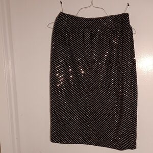 St John Evening Wear Skirt Black, gold size 12 w/elastic waist